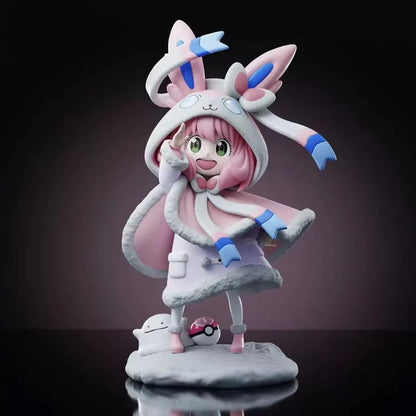 Spy X Family Anya Forger Sylveon Cos Figure 19cm Kawaii Cartoon Character Doll Ornaments Children S Toy Gifts Collectible Model