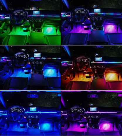 10/14/18/22 in 1 Dual Zone Hidden Acrylic RGB 64/213 Color Symphony Streamer Auto Interior Car Ambient Light Kit APP Control 12V