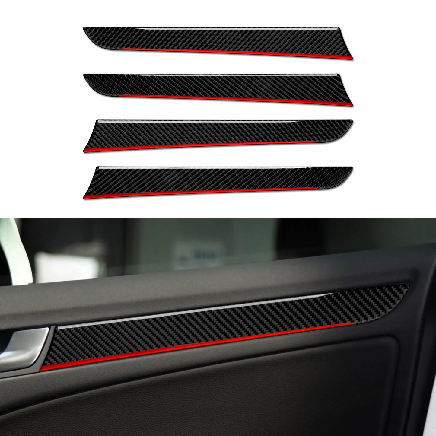 Car Center Console Gear Shift Panel Set, For Audi A4 S4 RS4 A5 S5 RS5 (2007-2016) Carbon Fiber Interior Sticker Trim Accessories
