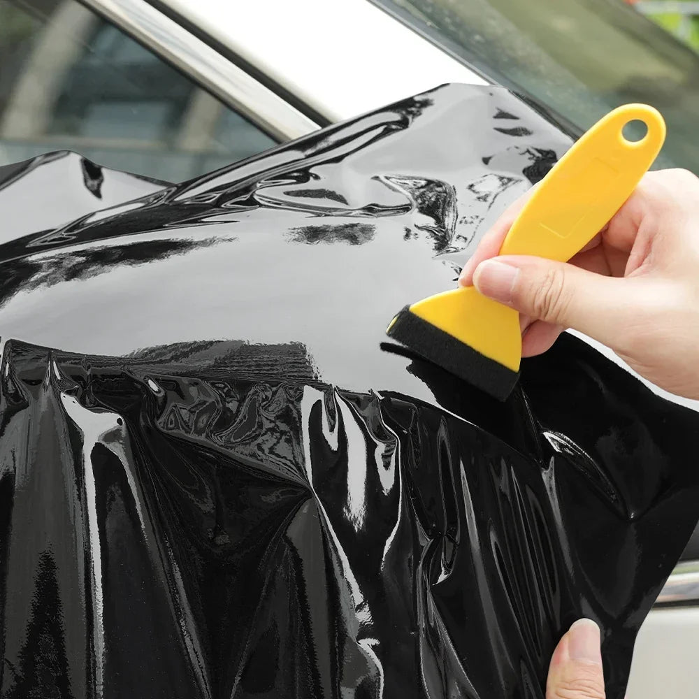 Premium Glossy Bright Black Self-adhesive Vinyl Car Wrap Film Vehicle Decal Paper Based Package Auto Decor Film Air Bubble Free