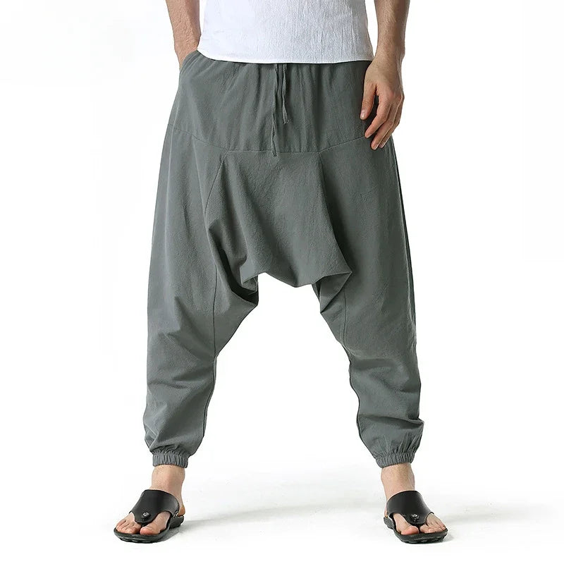 New Men Harem Pants Sweatwear Baggy Casual Yoga Loose Cotton Sport Jogging Pants Cross Pants for Men Japanese Streetwear