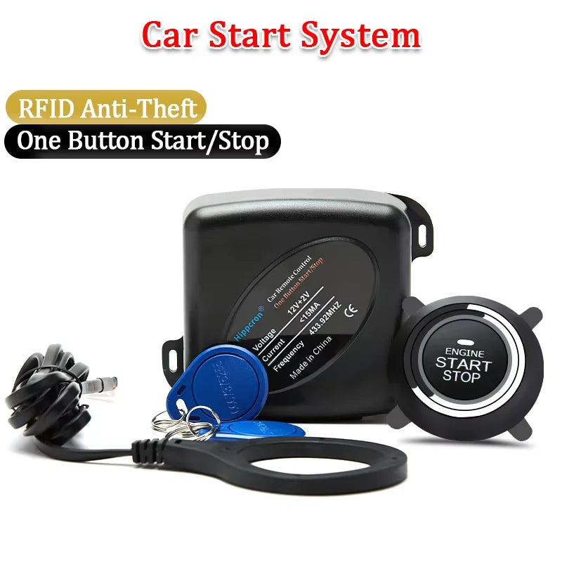 HIPPCRON PKE Car Keyless Entry Engine Start Car Alarm Remote Control Alarm System Push Button Remote Starter Stop Auto Universal