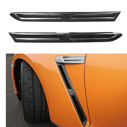 For Nissan GTR GT-R R35 2009-16 Real Carbon Fiber Front Fender Side Air Vent Trim Duct Outlet Spoiler Strip Splitter Canard Lip