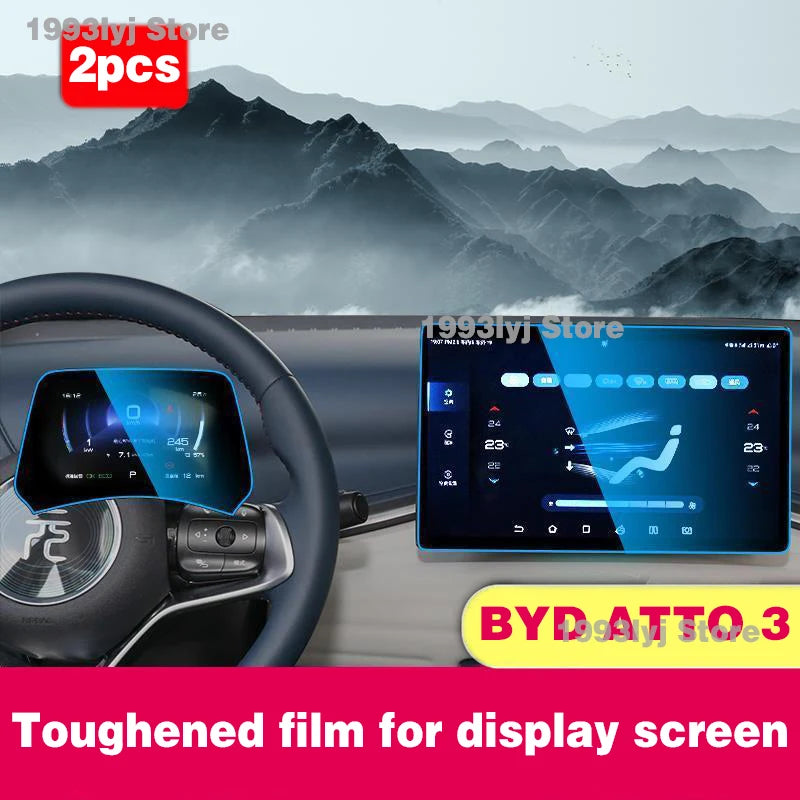 For BYD Atto 3 Yuan Plus Tempered Glass Car Interior Navigation Entertainment Media Touch Center Display Screen Protective Film