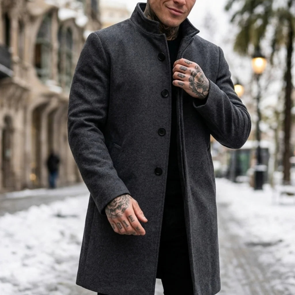 Winter Men's Double-Breasted Trench Coat | Warm & Windproof Overknee-Length Jacket | Casual to Business Streetwear Long Coat