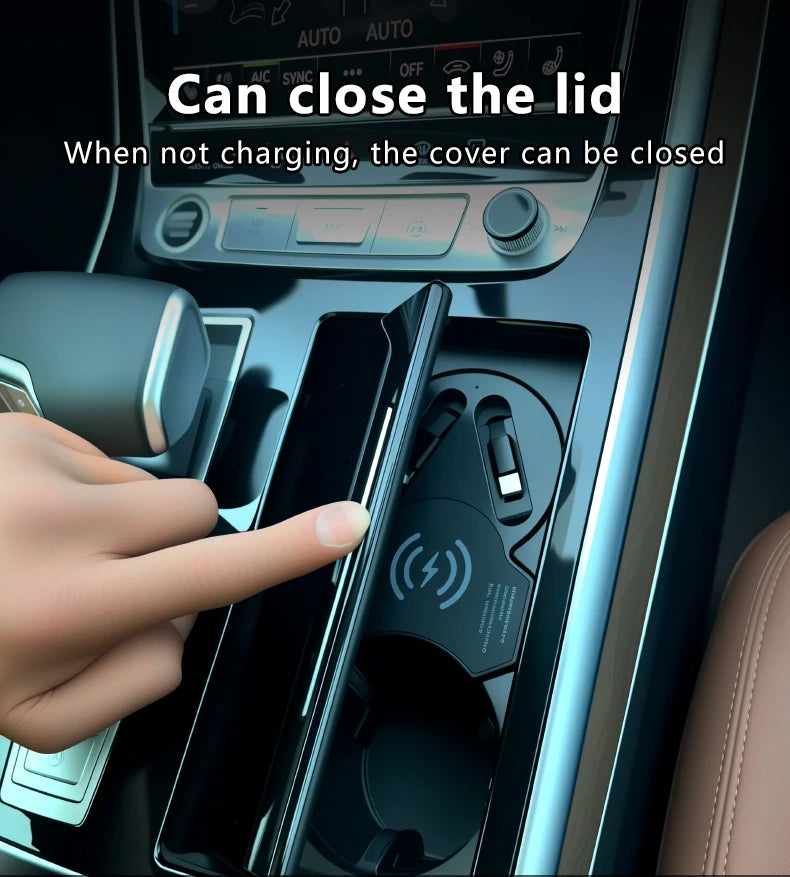 For Q7 Q8 SQ7 SQ8 15W Car Wireless Charger Wireless Charging Cigarette Lighter Fast Charging for iPhone, Huawei, Samsung, Xiaomi