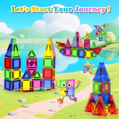 Mini Magnetic Tiles Portable Metal Box Kids STEM 3D Magnet Building Blocks Travel Educational Birthday Christmas Holiday Gift
