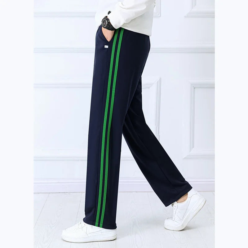 Navy blue Unisex New Track Pants Casual Sweatpants mens Striped Bastic Trousers Straight Pants Joggers Simple Work Pants