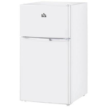 3.2 Cu.Ft Mini Fridge with Freezer, Double Door Compact Refrigerator with Adjustable Thermostat,, Energy Efficient, White