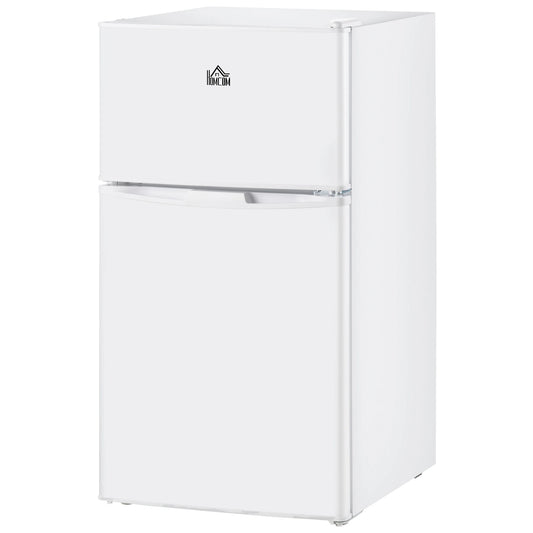 3.2 Cu.Ft Mini Fridge with Freezer, Double Door Compact Refrigerator with Adjustable Thermostat,, Energy Efficient, White