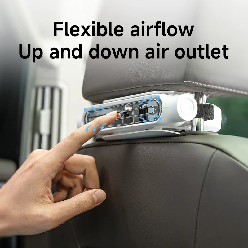 Summer Car Seat Cooling Fan 3 Speed Quiet USB Headrest Ventilation 5V Portable Backseat Cooler with 3000mAh Battery or Corded