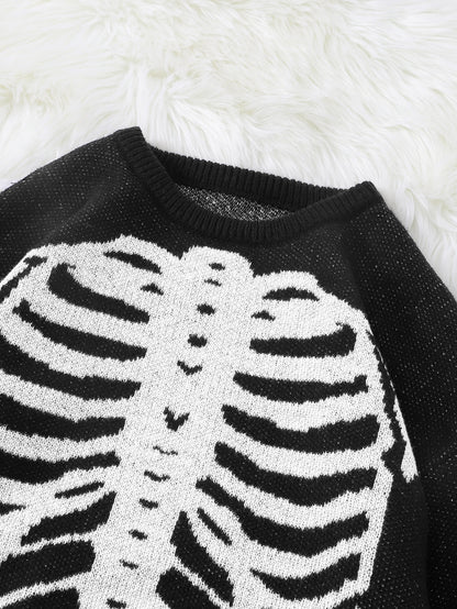 New Popular Autumn and Winter Backbone Jacquard Pattern Pullover Sweater Casual Round Neck Knitted Men's Pullover
