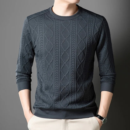 New Best-selling Fashion Men's Fried Dough Twists Shape Warm Top Long Sleeve Sweater Outdoor Office Round Neck