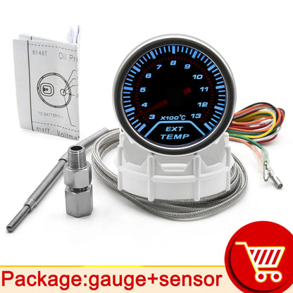 AD 52mm Water Temperature Gauge + 10mm Sensor  Boost Gauge Bar Psi Vacuum Oil Temp Press Voltmeter Tachometer RPM Car Gauge Pods
