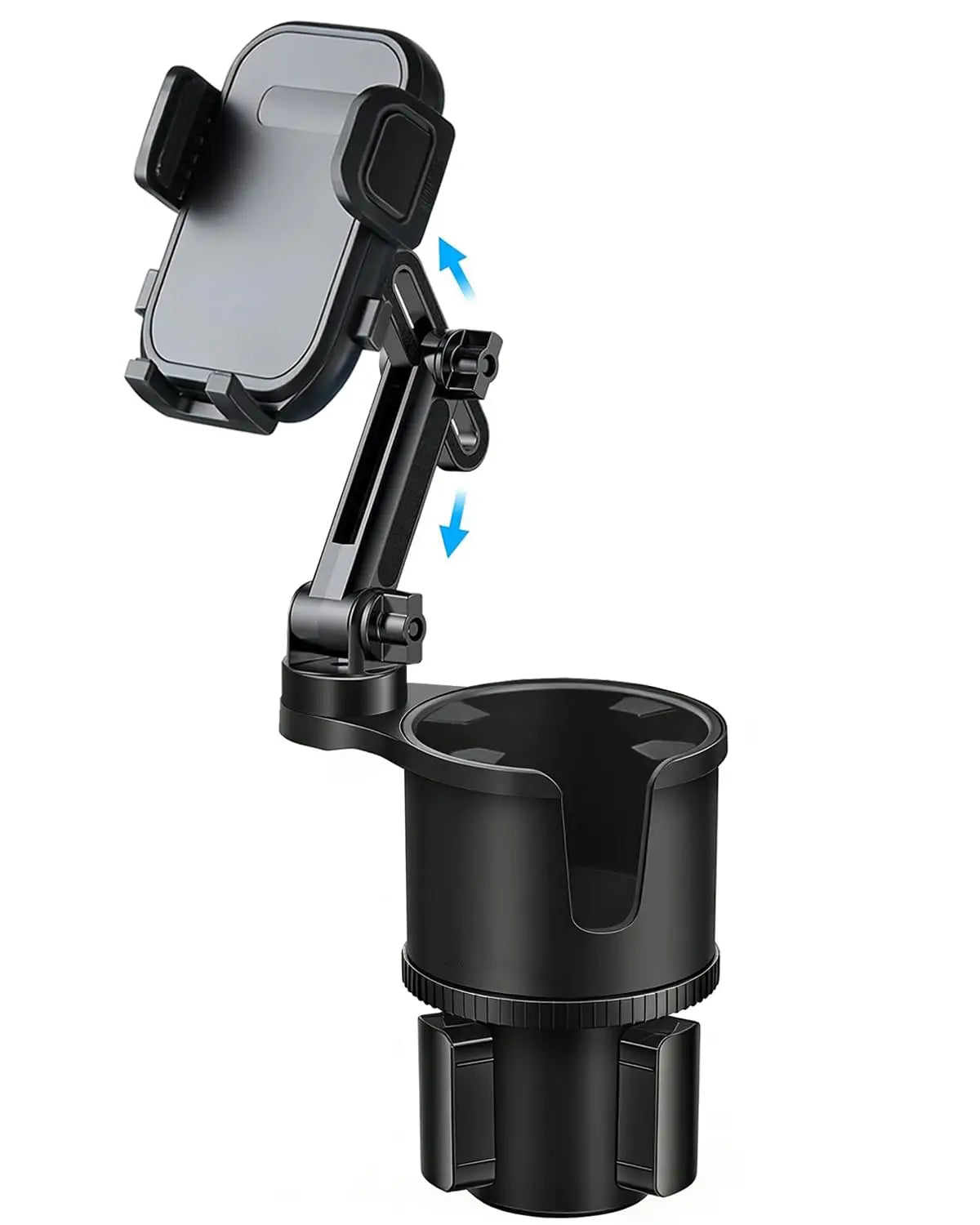 Cup Phone Holder for Car, 2 in 1 Height-Adjustable Dual Cell Phone Holders Car Cupholder Mount, Fit Large Bottle & All Cellphone