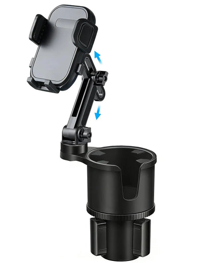 Cup Phone Holder for Car, 2 in 1 Height-Adjustable Dual Cell Phone Holders Car Cupholder Mount, Fit Large Bottle & All Cellphone