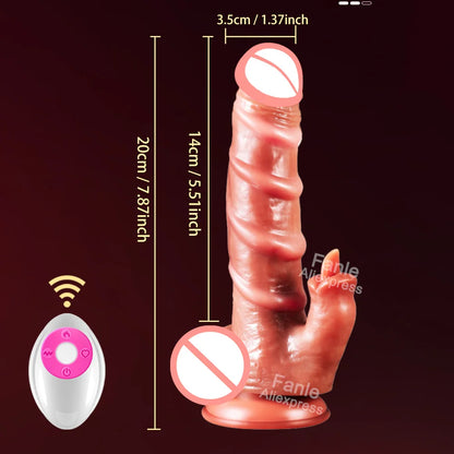 Realistic Dildo Telescopic Vibrator Remote Control Female Stimulator Big Penis Anal Plug Heating Thrusting Sex Toys for Women