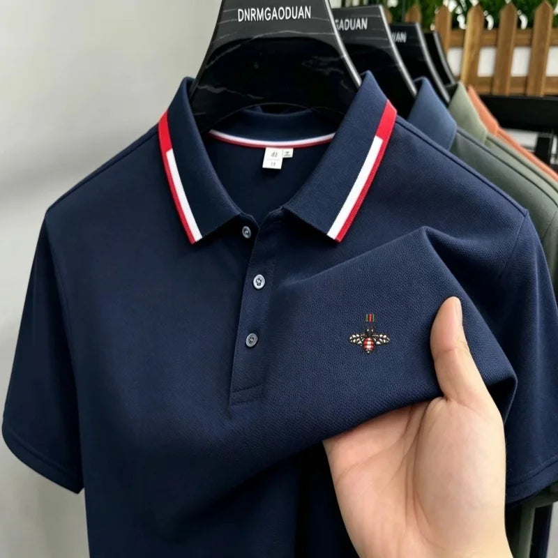 Summer New Designer Brand Exquisite Embroidery Breathable Men's Polo Shirt With Loose Casual Short-Sleeved T-Shirt and Collar
