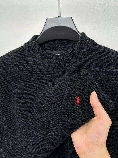 High end designer's new men's round neck fashion brand Paul Pony embroidery luxurious winter plush thick warm knitted pullover