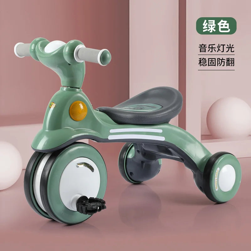 Kiddie Car Anti-rollover Safe Silent Sliding Bike Outdoor Children Pedaling Bicycle with Lights Music Tricycles Toy Gift for Kid