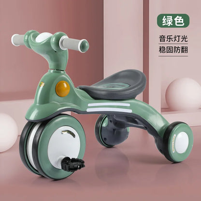 Kiddie Car Anti-rollover Safe Silent Sliding Bike Outdoor Children Pedaling Bicycle with Lights Music Tricycles Toy Gift for Kid