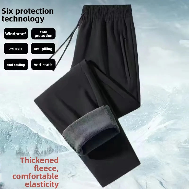 Fashionable Fleece Lined Windproof Pants Couples Loose Fit Casual Sports Long Trousers Men's Cotton Trousers Autumn 2025