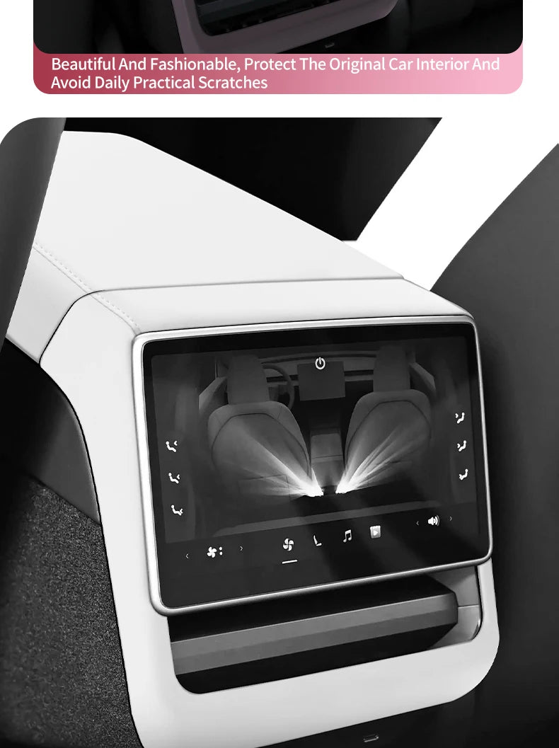 For Tesla Model 3 Highland & Model Y Juniper Rear Air Vent Cover & Leather Center Console Armrest Box Protection Car Accessories