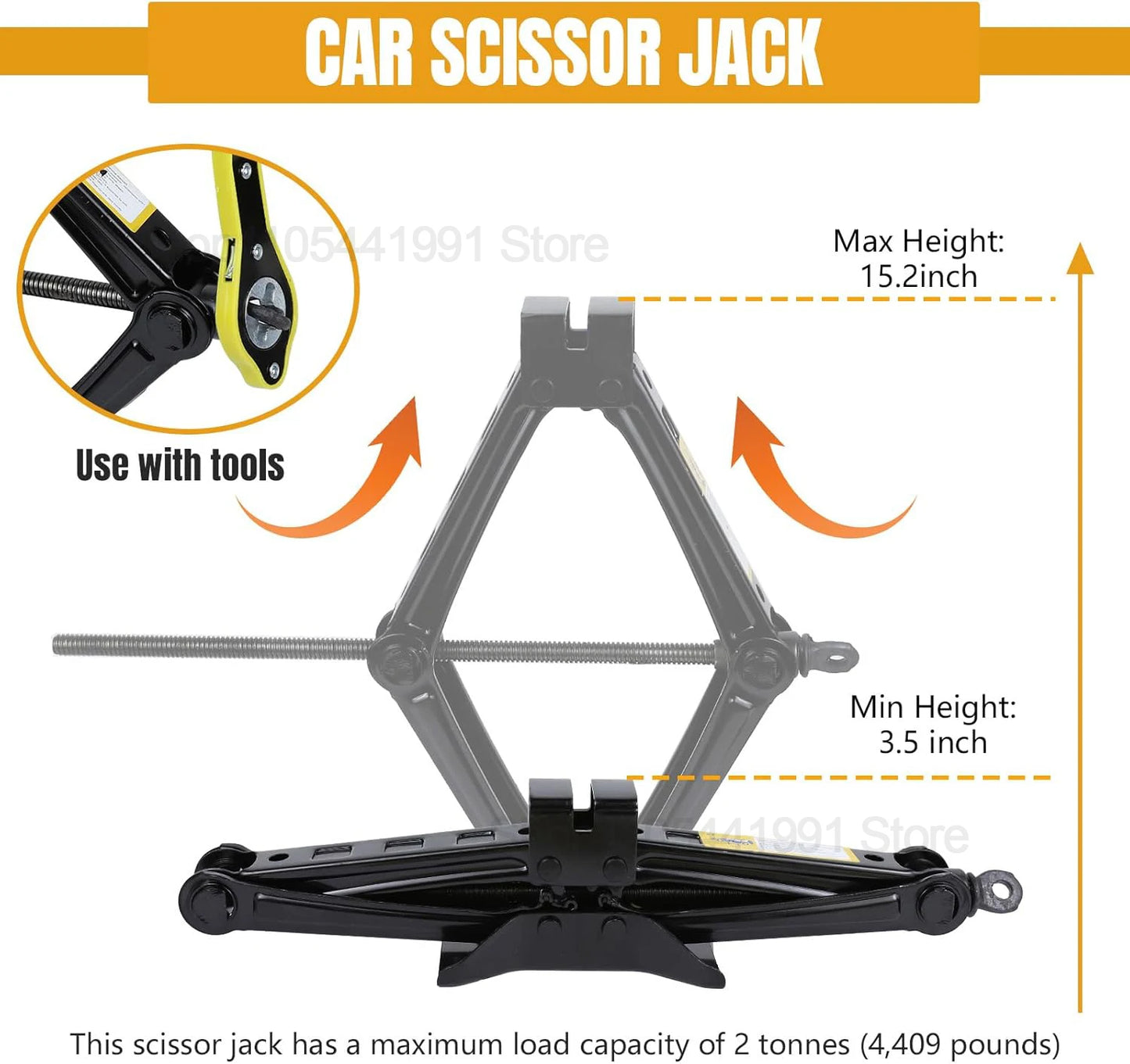 2.5T Scissor Jack for Car 2.5 Ton Robust Steel Car Jack with Saving Effort Ratchet Handl Cars Jacks Tool Kit for Auto and Trucks