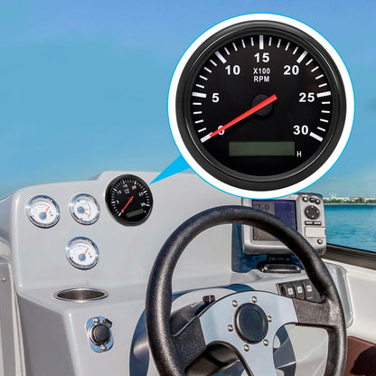 85mm Tachometer 3000RPM With Hourmeter Truck Car Boat Diesel Engine Tacho Meter RPM Gauge M18 / M16 Car Boat Tachometer Sensor