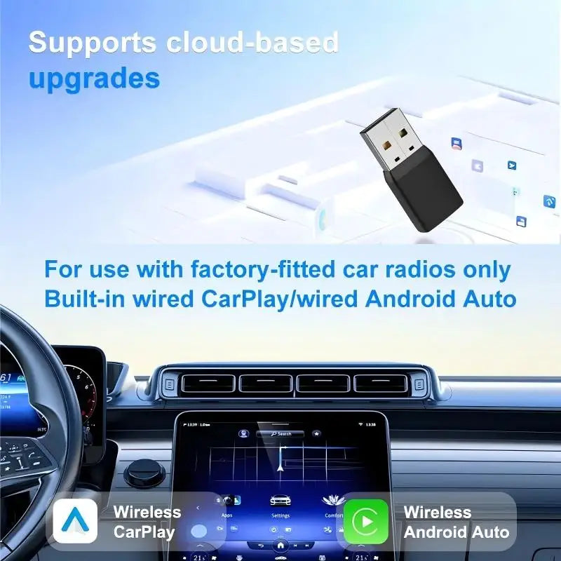 Wireless CarPlay Android Auto 2IN1 Type-C USB Wired to Wireless CarPlay Android Auto Adapter Bluetooth for VW Audi Volvo Toyota