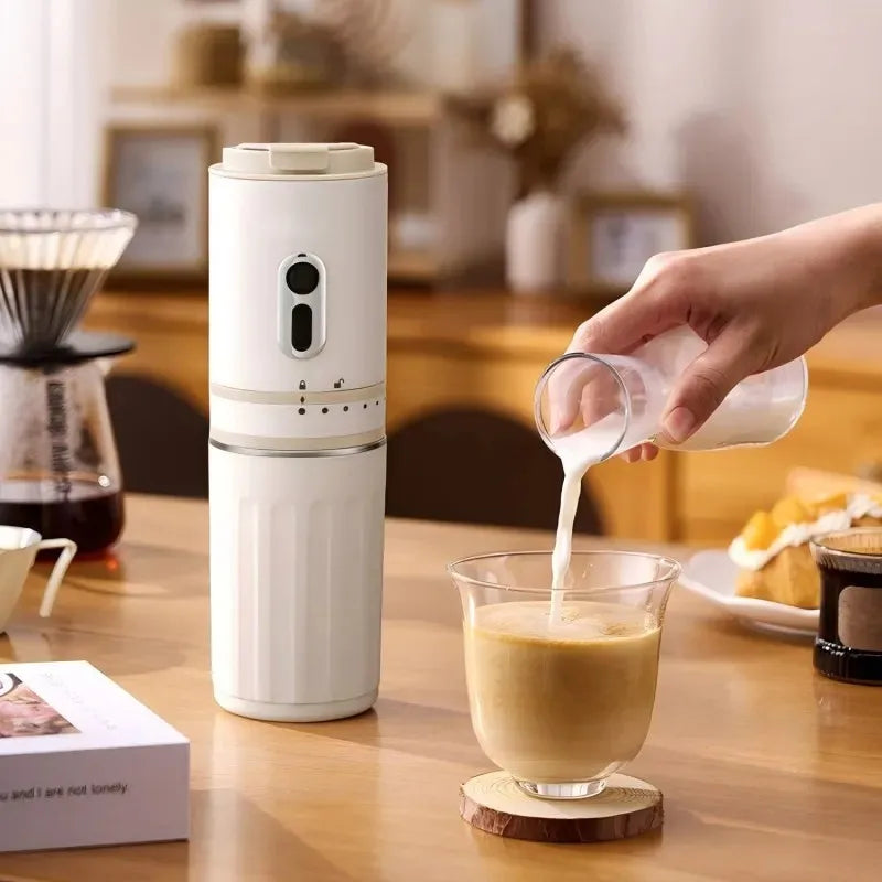 All-in-One Coffee Maker Travel-Friendly Handheld Espresso Machine with Built-in Grinder Mini Pour over Cup for Home And Outdoor