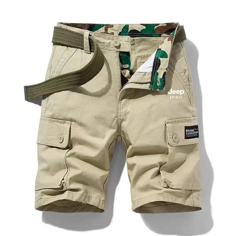 Jeep Spirit Summer New Men's Pure Cotton Printed workwear casual shorts thin five quarter pants slim fit outdoor casual shorts