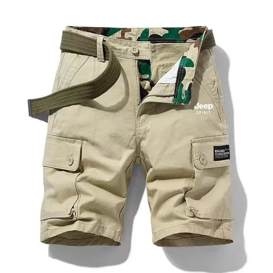 Jeep Spirit Summer New Men's Pure Cotton Printed workwear casual shorts thin five quarter pants slim fit outdoor casual shorts