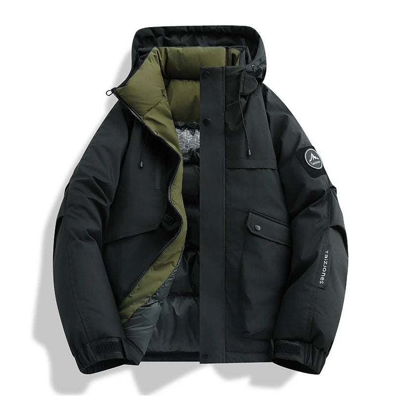 2026Winter Parkas Men's New Graphene Self Heating Down Cotton Jacket Autumn Men's Mountaineering Jacket Outdoors Waterproof Coat