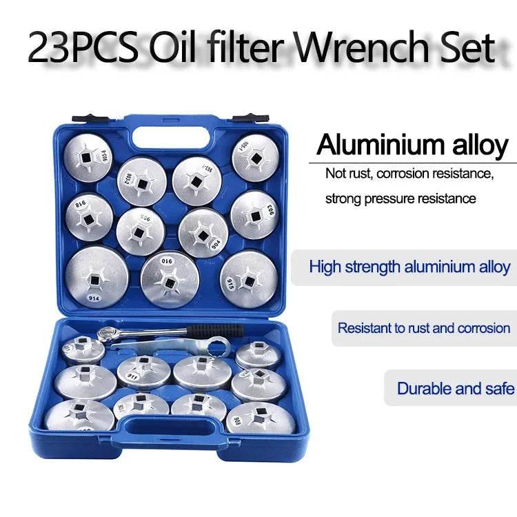 EAFC 23 Pcs/Set Car Oil Filter Cap Removal Wrench Socket Set 1/2" 12.5mm Ratchet Spanner Car Hand With Case Auto Remover Tool