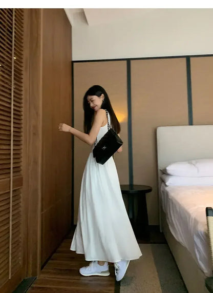 New Vintage Black Tank Top Midi Dress Wedding Dresses for Women Clothing O Neck Office Lady Casual Pockets Women's Clothing
