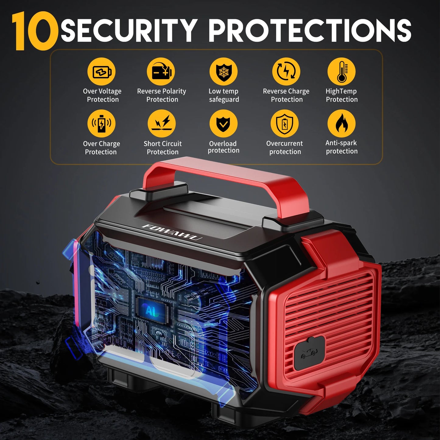 FOWAWU 8000A Jump Starter with Air Compressor, Car Battery Jumper Starter Power Bank