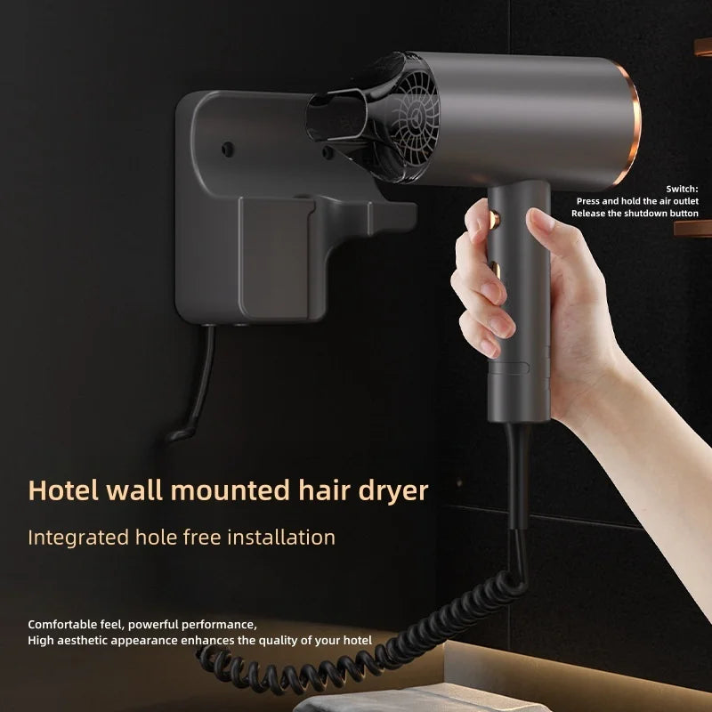 New Hotel And Guesthouse Specific Hair Dryer 1600w High-Power Quick Drying Hole Free Wall Mounted Household Hair Dryer Cylinder