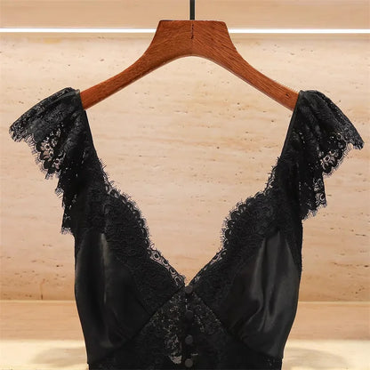 Women's vest New lace patchwork V-neck sleeveless top for spring 2026 Sexy backless Tank top suspender women's corset crop top