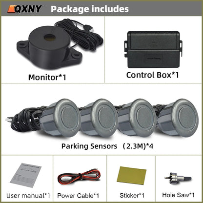 Car Auto Parktronic Reverse Backup Radar With 4 Parking Sensors Kit Buzzer Sound Alarm Detector System Rear No Display Monitor