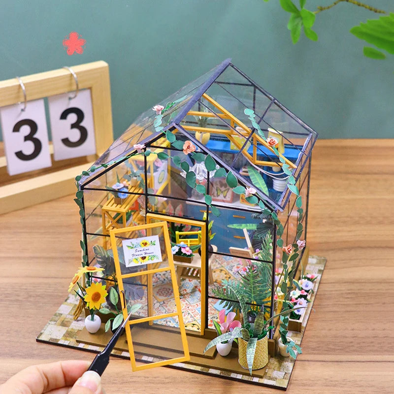 Mini DIY DollHouses Kit Flower House Handmade 3D Puzzle Assembly Building Toys Home Bedroom Decoration With Furniture Doll House