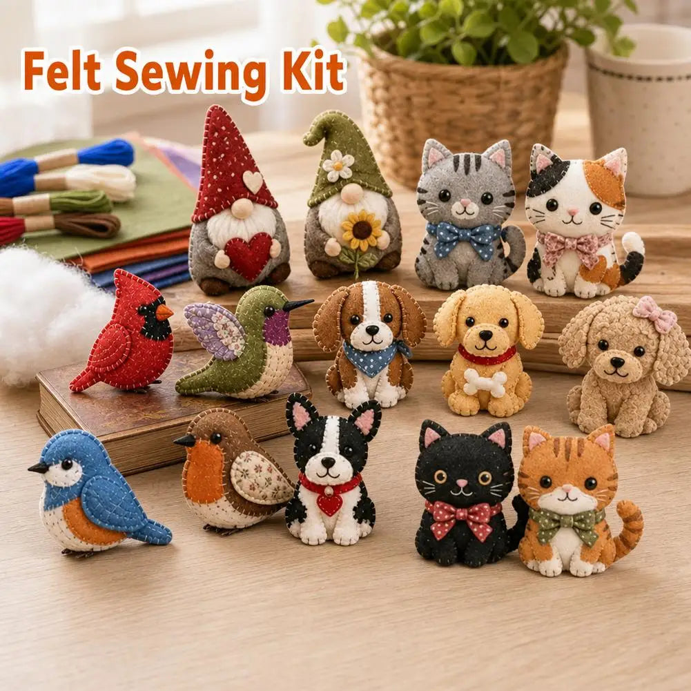 Tiny 3D Patchwork Animal DIY Kit Felt Fabric Craft Plush Doll Sewing Sewing Needlework Pattern Home Decor Handmade Kid Gift