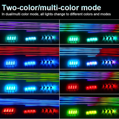 18 in 1 Dual Zone Symphony LED Car Ambient Lights RGB 64 Colors Interior Rainbow Acrylic Strip Neon Atmosphere Lighting Kit App
