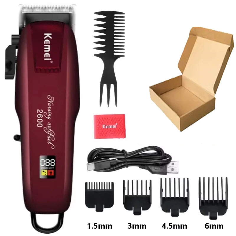 KEMEI KMPG2600 adjustable hair clipper professional barber hair trimmer for men electric beard hair cutting machine rechargeable