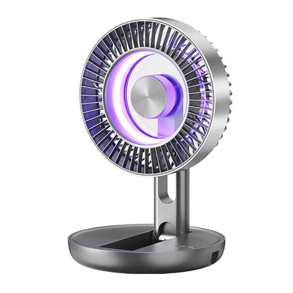 Foldable Air Circulation Fan Rechargeable Desk Fan Wall Mounted 5 Speed LED Ambient Light for Home Office