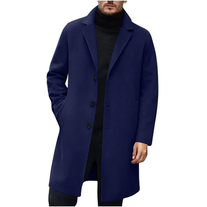 Men Wool Blends Coats Trench Pea Coat 2025 Spring Winter New Solid Color High Quality Men's Wool Jacket Luxurious Brand Clothing