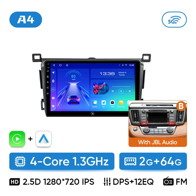 Ainavi Car Radio For Toyota RAV4 2013 2014 2015 2016 2017 2018 2019 XA40 RHD Android 13 Auto Wireless Carplay Car Multimedia DIN