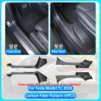 For Tesla Model YL Launch 2026 TPE Front Rear Door Sill Protector Threshold Strip Anti-kick Guard Panel Interior Decoration Set