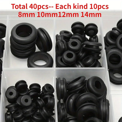 20/40/60pcs Black O Ring Rubber Washer Seals Gasket Grommet Assortment Kit Electrical Gasket O-Ring Seals Tools Set 8 10 12 14mm