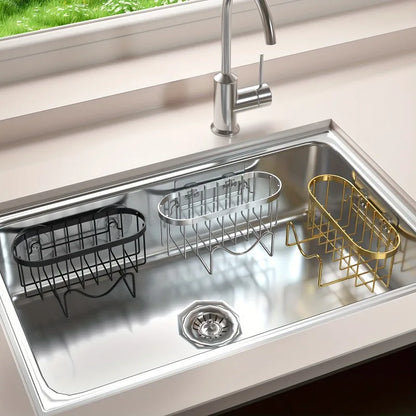 1PC No-Drill Wall-Mounted Stainless Steel Sponge Holder with Strong Suction Cup for Kitchen Sink Organizer